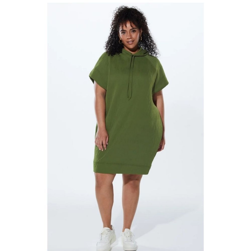 Lizzo + Fabletics = Yitty Open Back Hooded Sweatshirt Dress